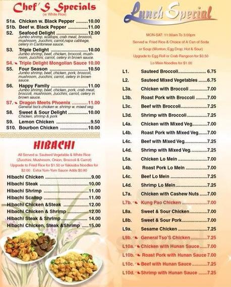 Oriental Garden Menu In Broken Arrow Oklahoma Usa